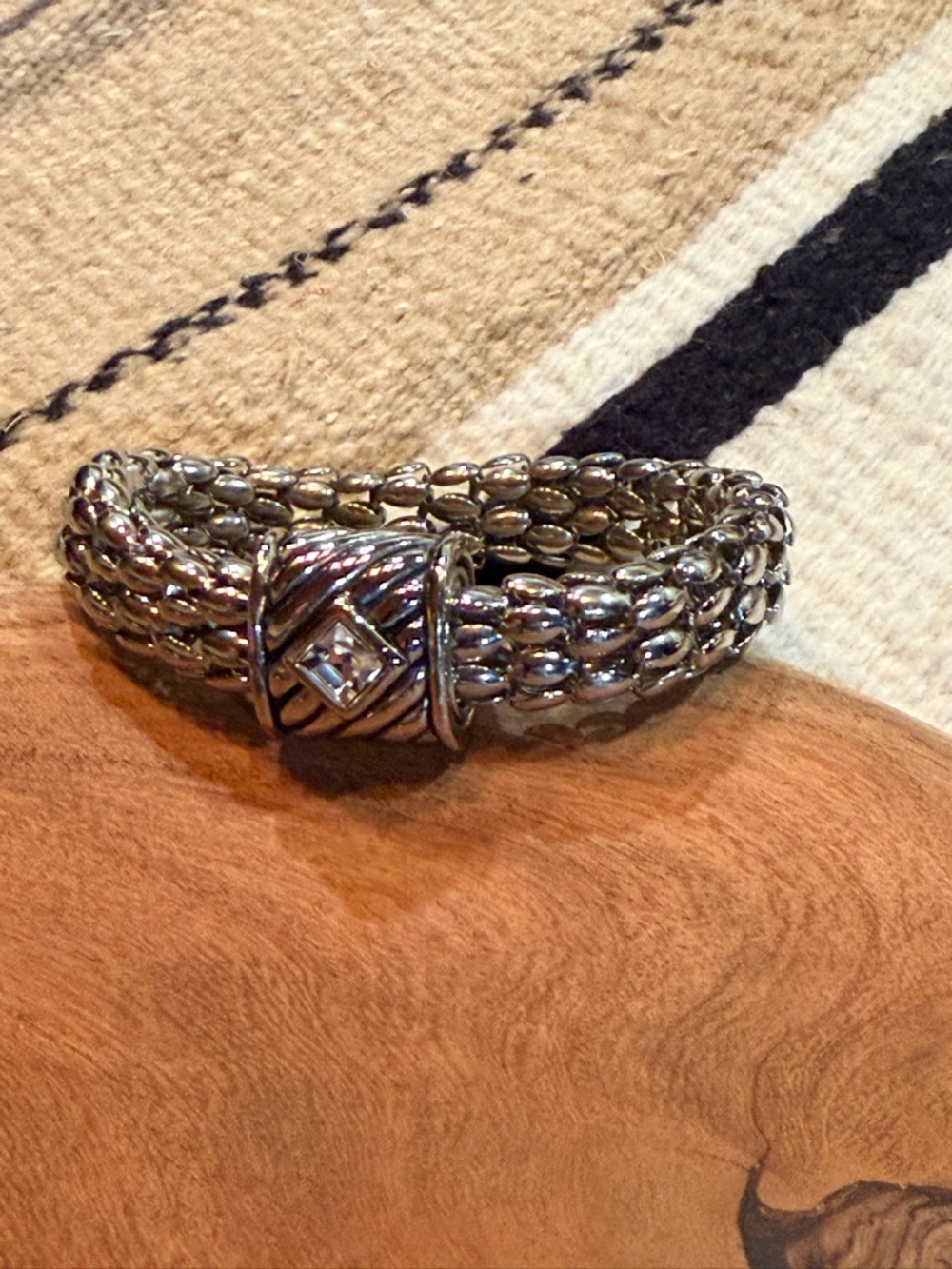 💎 Silver Tone Multi Strand Beaded
Bracelet Woven Cable Style Crystal
Clasp - Picture 2 of 9